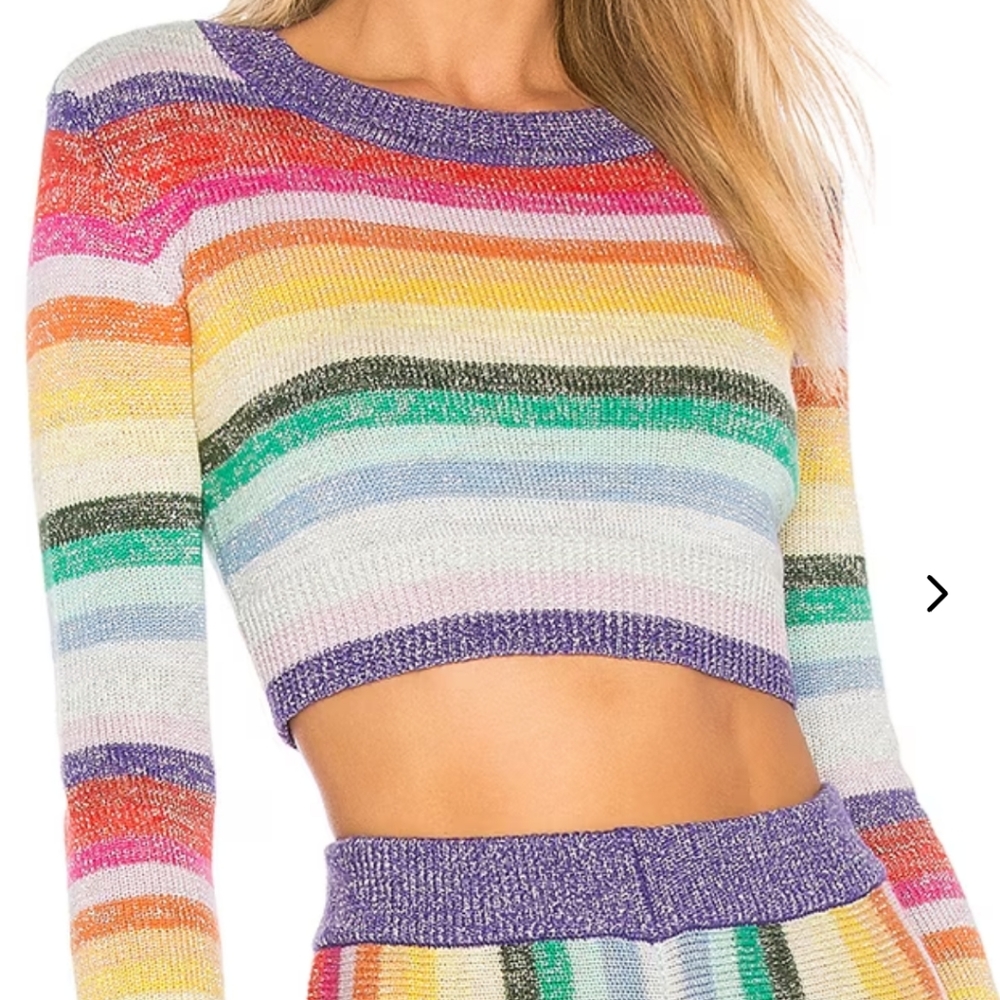 Lovers + friends believe rainbow sparkle sweater